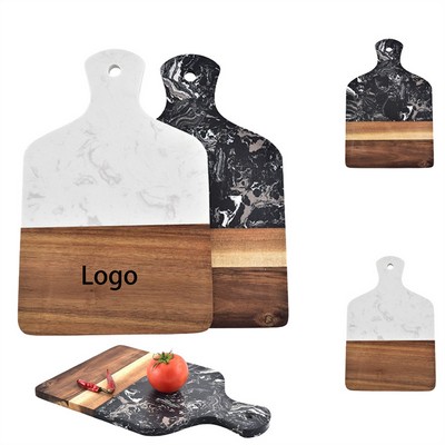 Wooden Cutting Board With Artificial Marble Inlay