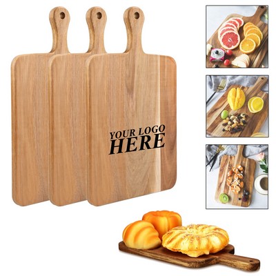 16.5x10" Natural Wood Pizza Board with Handle