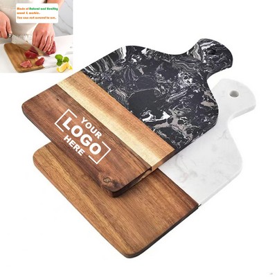 Marble Acacia Wood Cutting Board Handle Hanging Hole