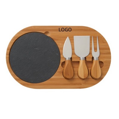 Oval Bamboo Cheese Board Set