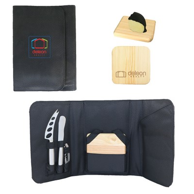 Picnic Cheese Set w/Short Hard Pine Board (5 Piece)