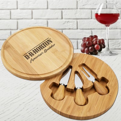Feta Bamboo Swivel Cheese Board with Knife Set