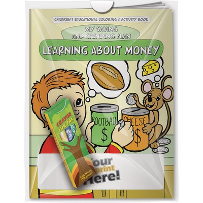Combo Pack - "Learning About Money: My Saving and Spending Plan" Coloring Book & 4-Pack of Crayon