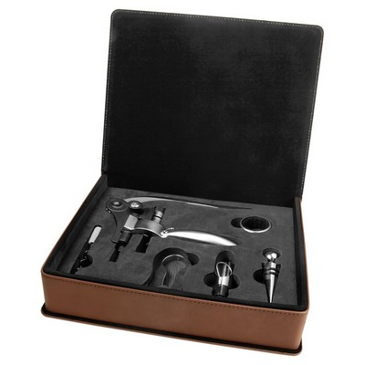 Leatherette 5 Piece Wine Tool Gift Set