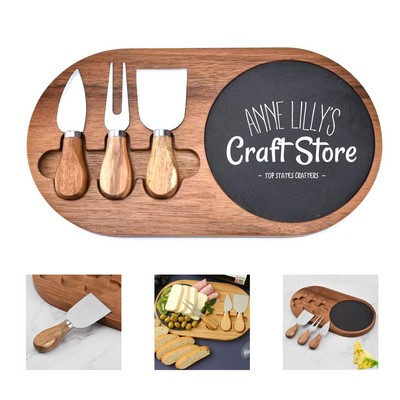 4-Piece Oval Slate Cheese Board Set