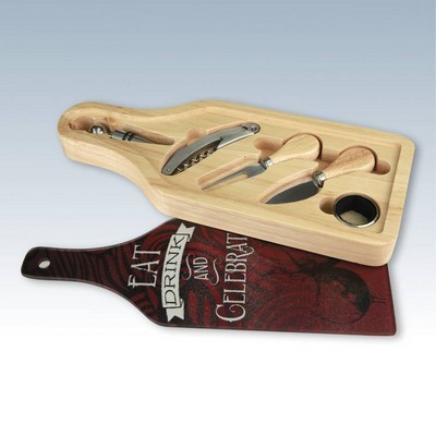 Cheese & Wine Tool Set w/Glass Cutting Board
