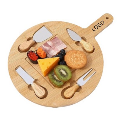 Round Bamboo Cheese Board Set