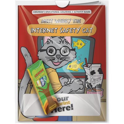 Combo Pack - "Meet Webby the Internet Safety Cat" Coloring Book & 4-Pack of Crayon in a Poly Bag