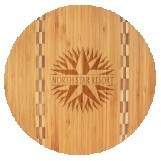 11¾" Round Bamboo Cutting Board w/Butcher Block Inlay