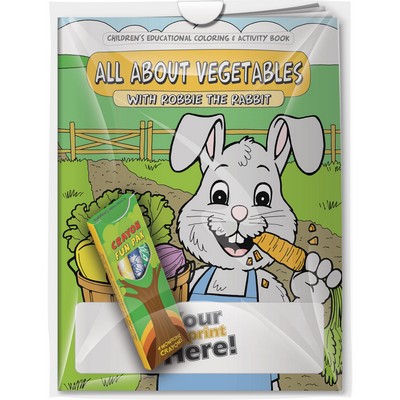 Combo Pack -"All About Vegetables with Robbie Rabbit" Coloring Book & 4-Pack of Crayon in a Poly Bag