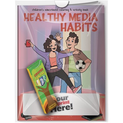 Combo Pack - "Healthy Media Habits" Coloring Book & 4-Pack of Crayon in a Poly Bag