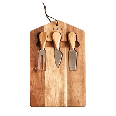 Premium Acacia Wood Cutting Board Set with Knife Kit Solid Wood Charcuterie & Cheese Board